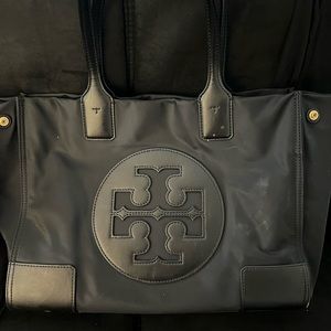 Black Tory Burch Ella patent tote. Good used condition.